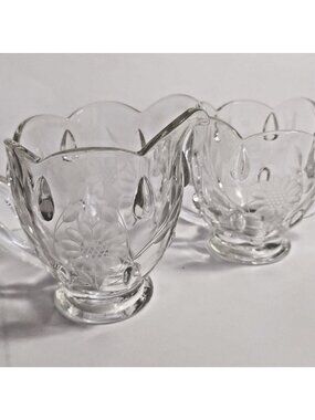 Vintage Indiana Glass Company Teardrop & Cornflower Sugar and Creamer Set 1940's